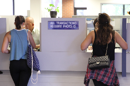 Students in the Student Services Center
